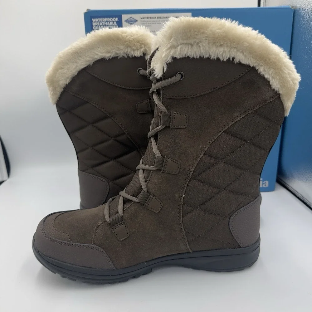 Columbia Ice Maiden II Women's size 11 Waterproof Lace Up Winter Brown Fur Boots